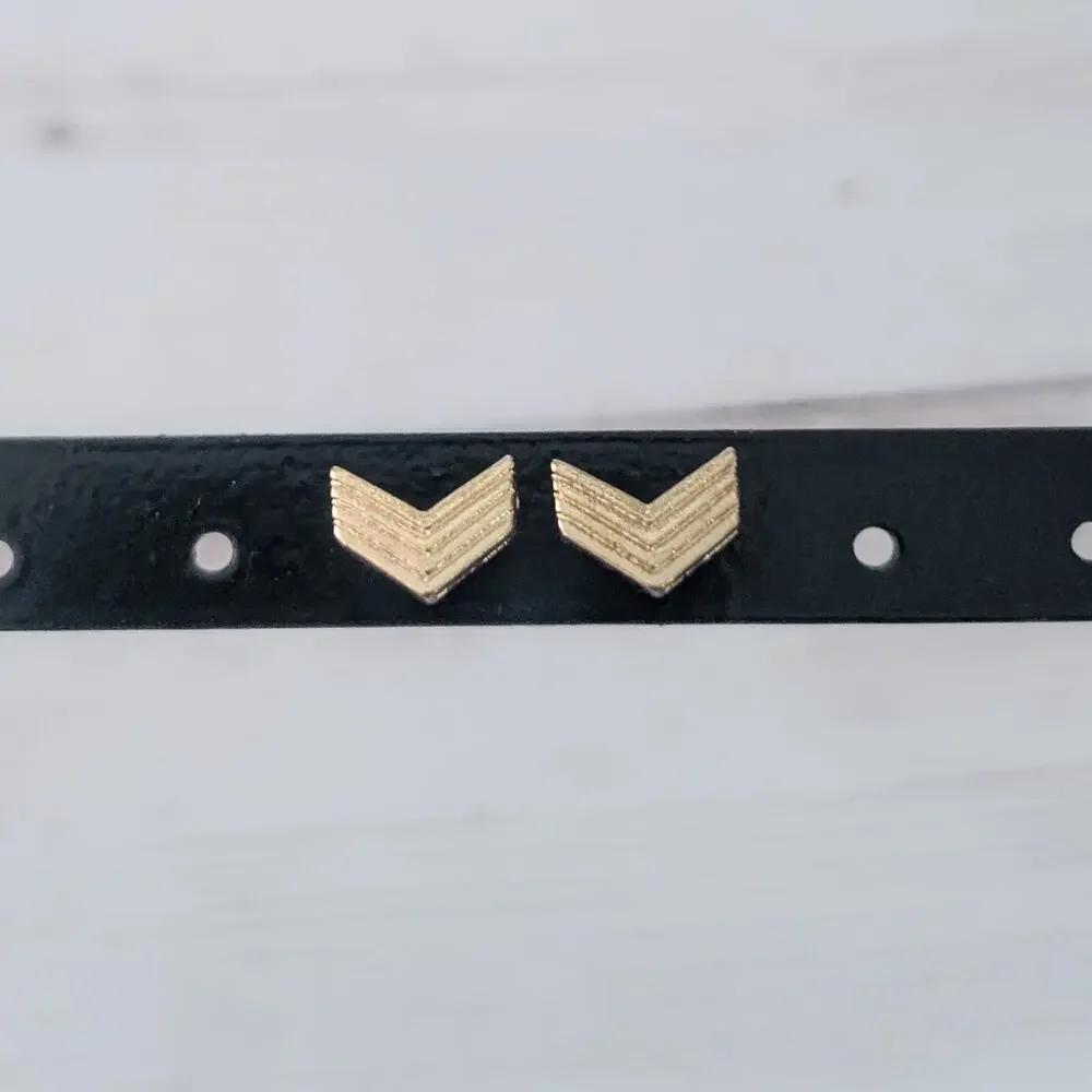 Stud Earrings - Gold Tone Chevron - Picture 2 of 8